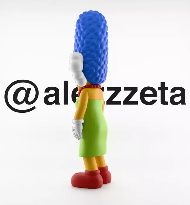 Kaws Homer Simpson x Marge Simpson Textured Low-poly 3D model_25