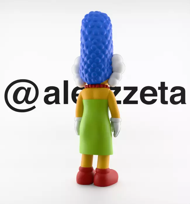 Kaws Homer Simpson x Marge Simpson Textured Low-poly 3D model_29