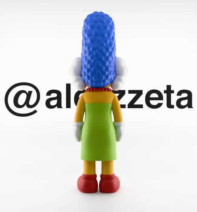 Kaws Homer Simpson x Marge Simpson Textured Low-poly 3D model_28