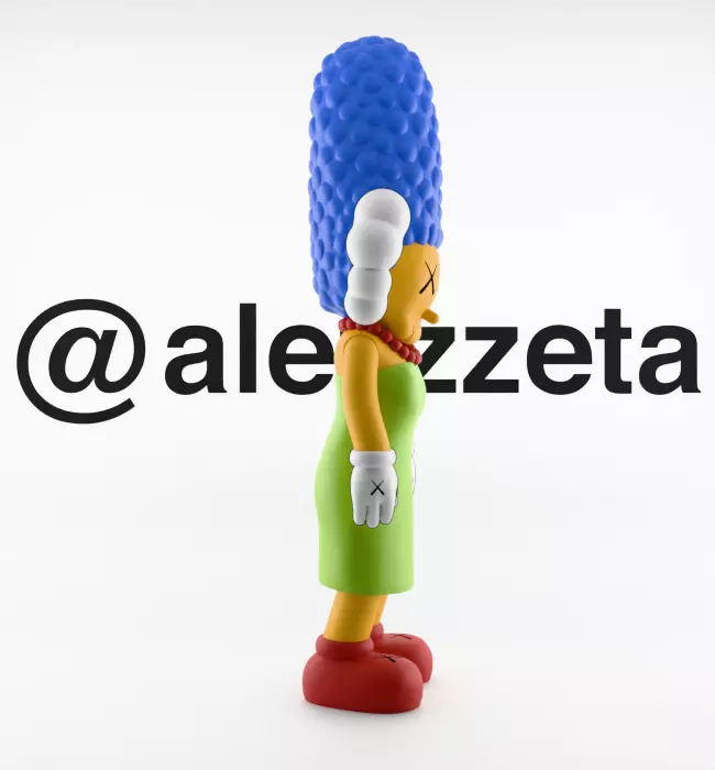 Kaws Homer Simpson x Marge Simpson Textured Low-poly 3D model_33