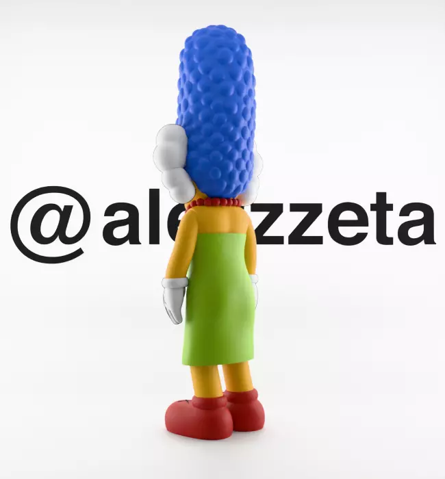Kaws Homer Simpson x Marge Simpson Textured Low-poly 3D model_26