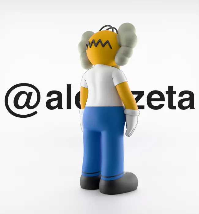 Kaws Homer Simpson x Marge Simpson Textured Low-poly 3D model_12