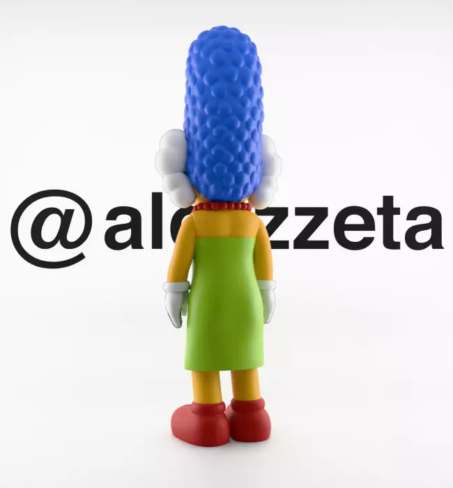 Kaws Homer Simpson x Marge Simpson Textured Low-poly 3D model_27