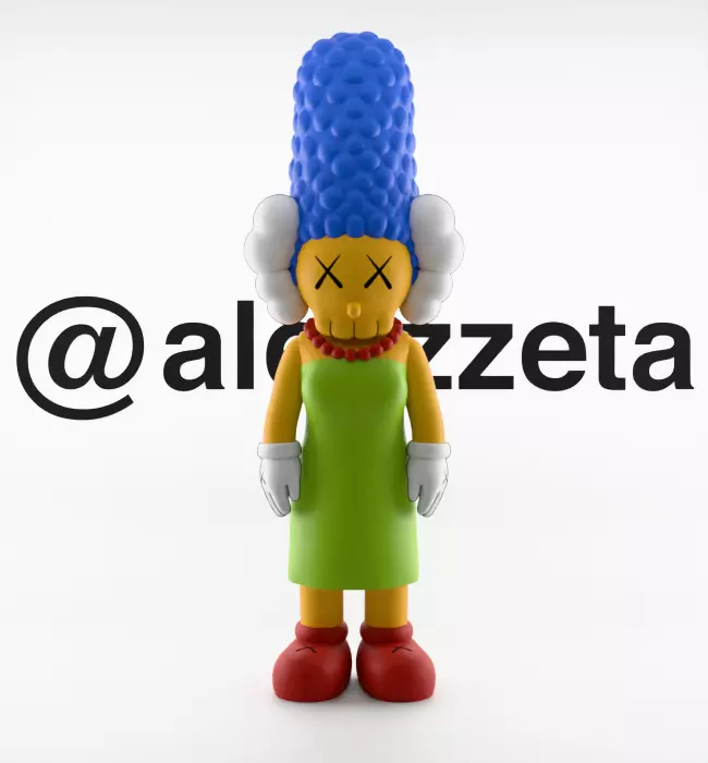 Kaws Homer Simpson x Marge Simpson Textured Low-poly 3D model_19