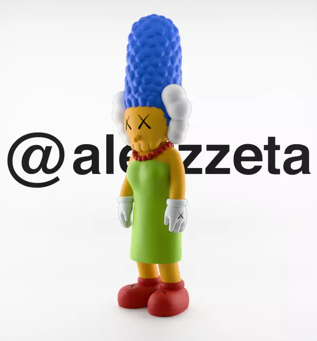 Kaws Homer Simpson x Marge Simpson Textured Low-poly 3D model_21