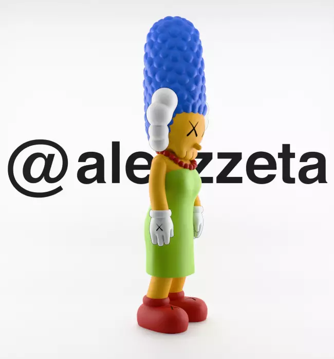 Kaws Homer Simpson x Marge Simpson Textured Low-poly 3D model_34