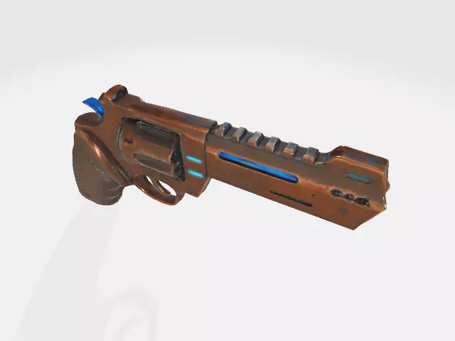 Steampunk Revolver Low-poly 3D model_2