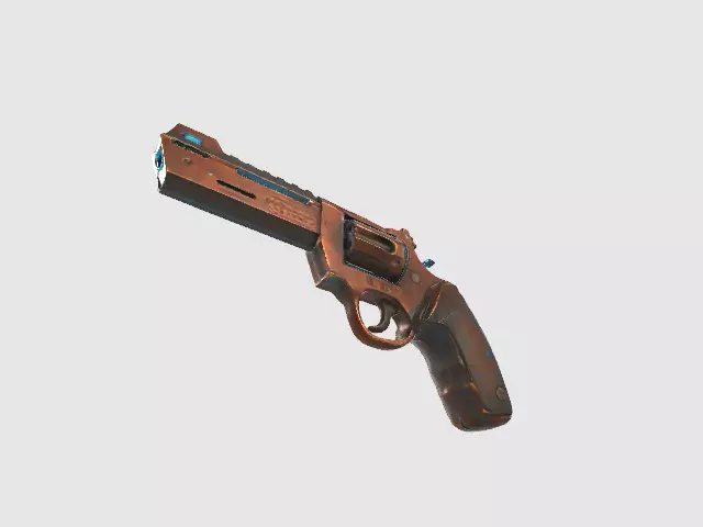 Steampunk Revolver Low-poly 3D model_3
