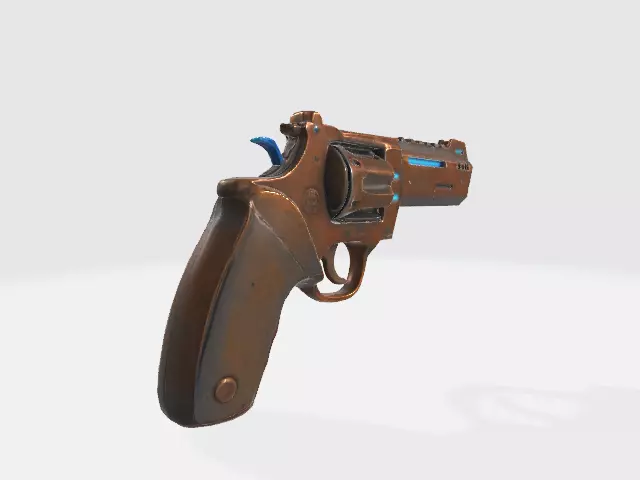 Steampunk Revolver Low-poly 3D model_1