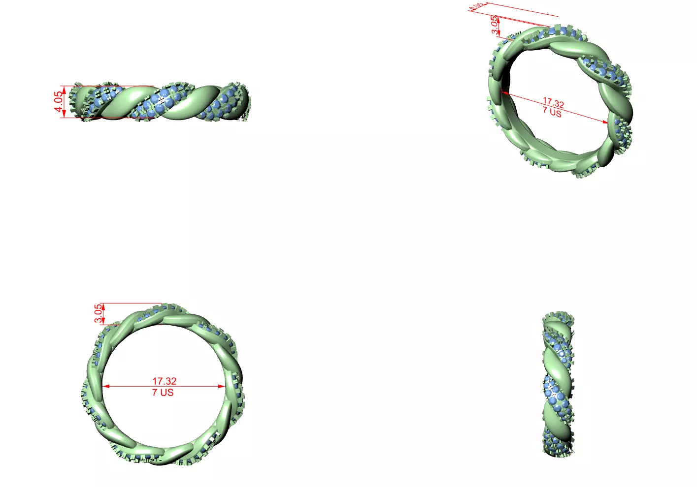 Twisted Wire Eternity Band Ring 3dm stl renders animation videos 3D print model_1