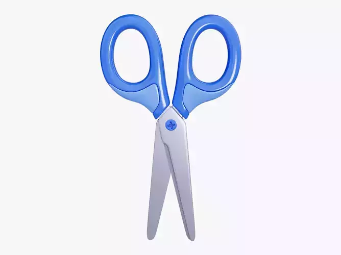 Blue Cartoon Scissors 3D model