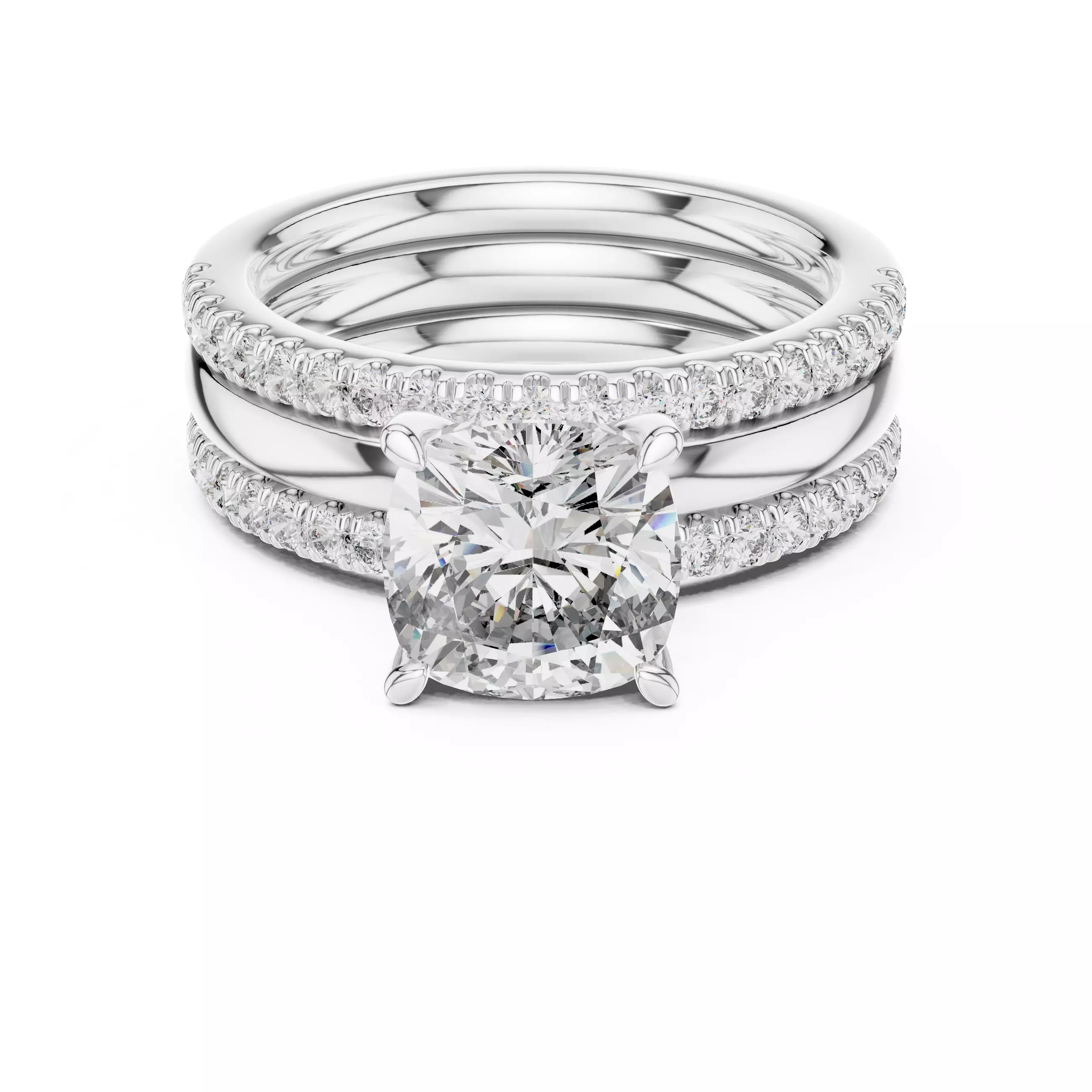 Solitaire Ring with dual band 3dm stl renders animation videos 3D print model_9