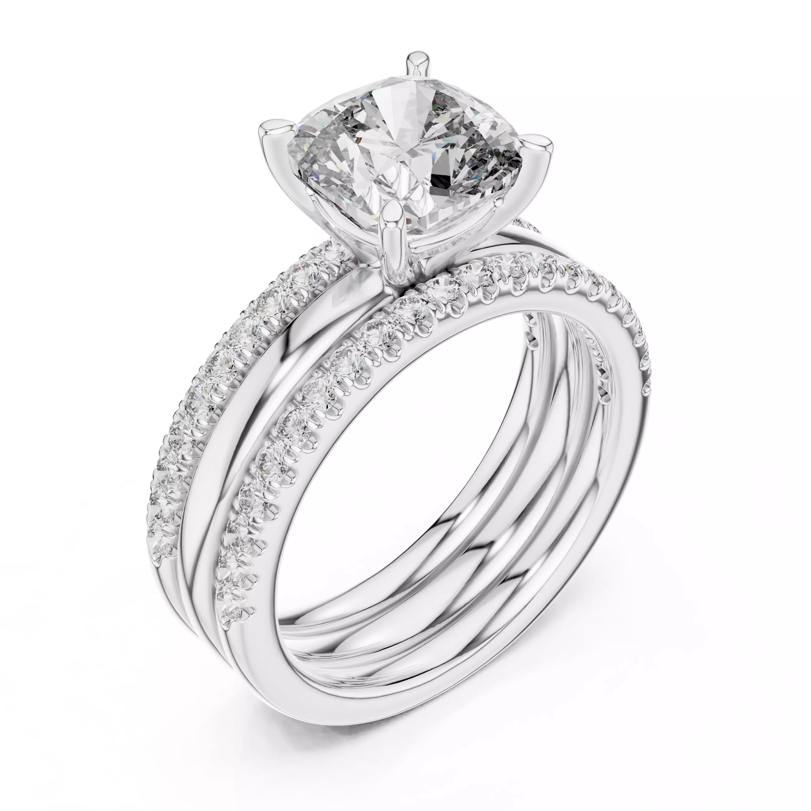 Solitaire Ring with dual band 3dm stl renders animation videos 3D print model_7