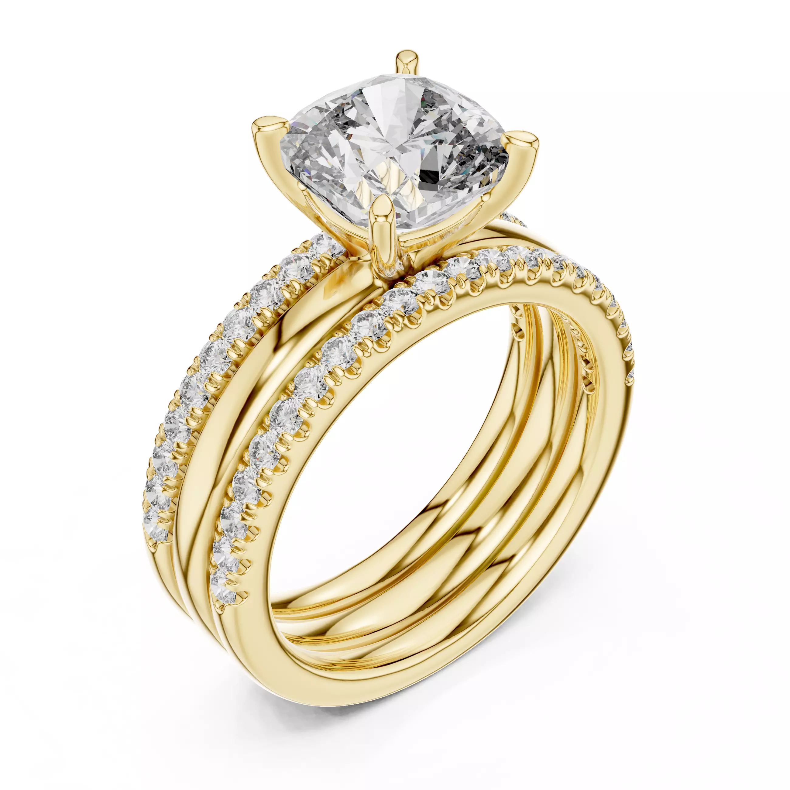 Solitaire Ring with dual band 3dm stl renders animation videos 3D print model_11