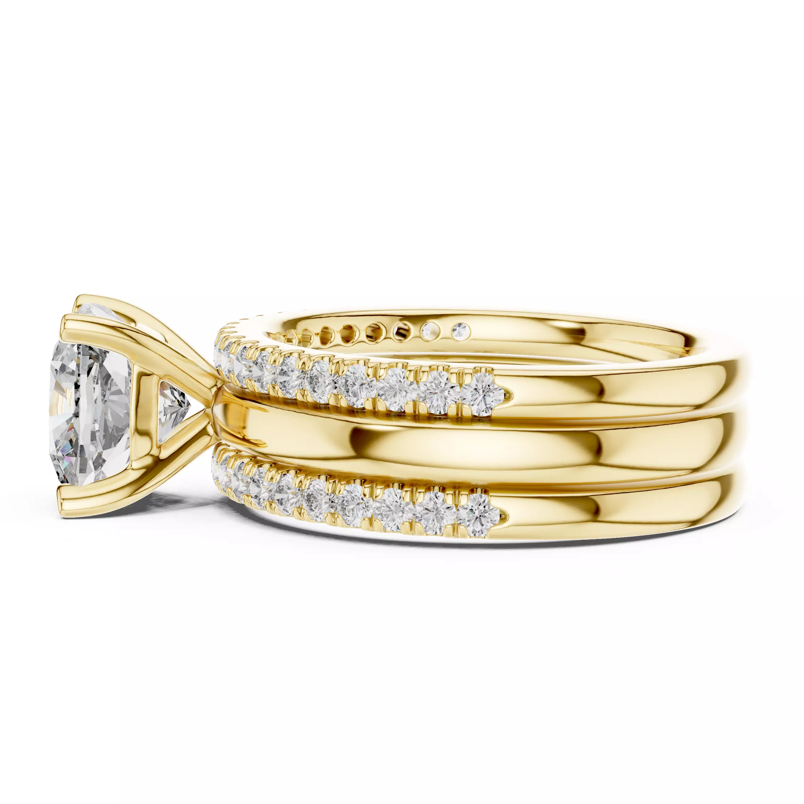 Solitaire Ring with dual band 3dm stl renders animation videos 3D print model_12