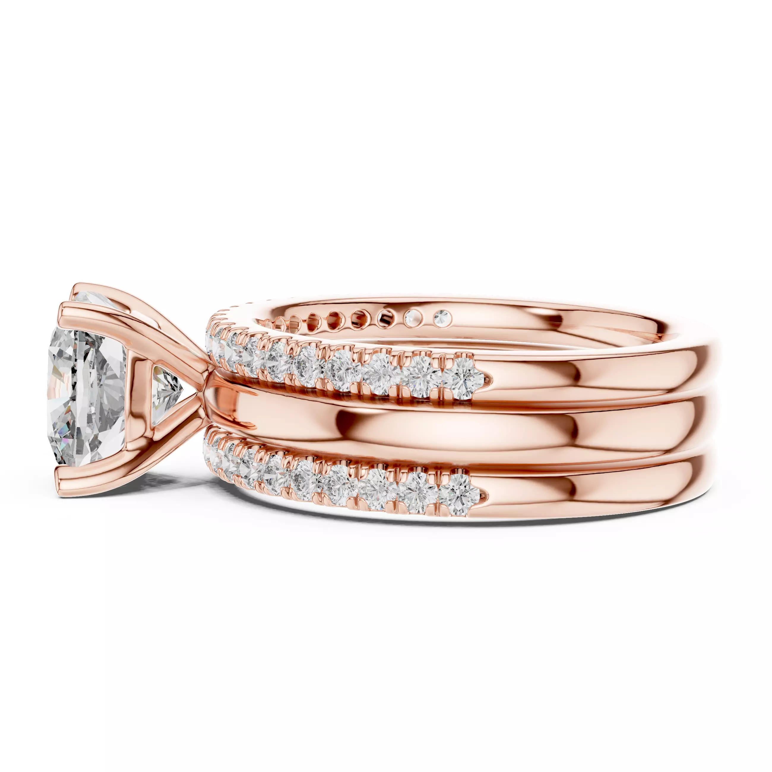 Solitaire Ring with dual band 3dm stl renders animation videos 3D print model_5