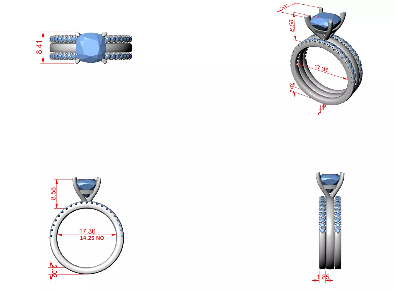 Solitaire Ring with dual band 3dm stl renders animation videos 3D print model_1