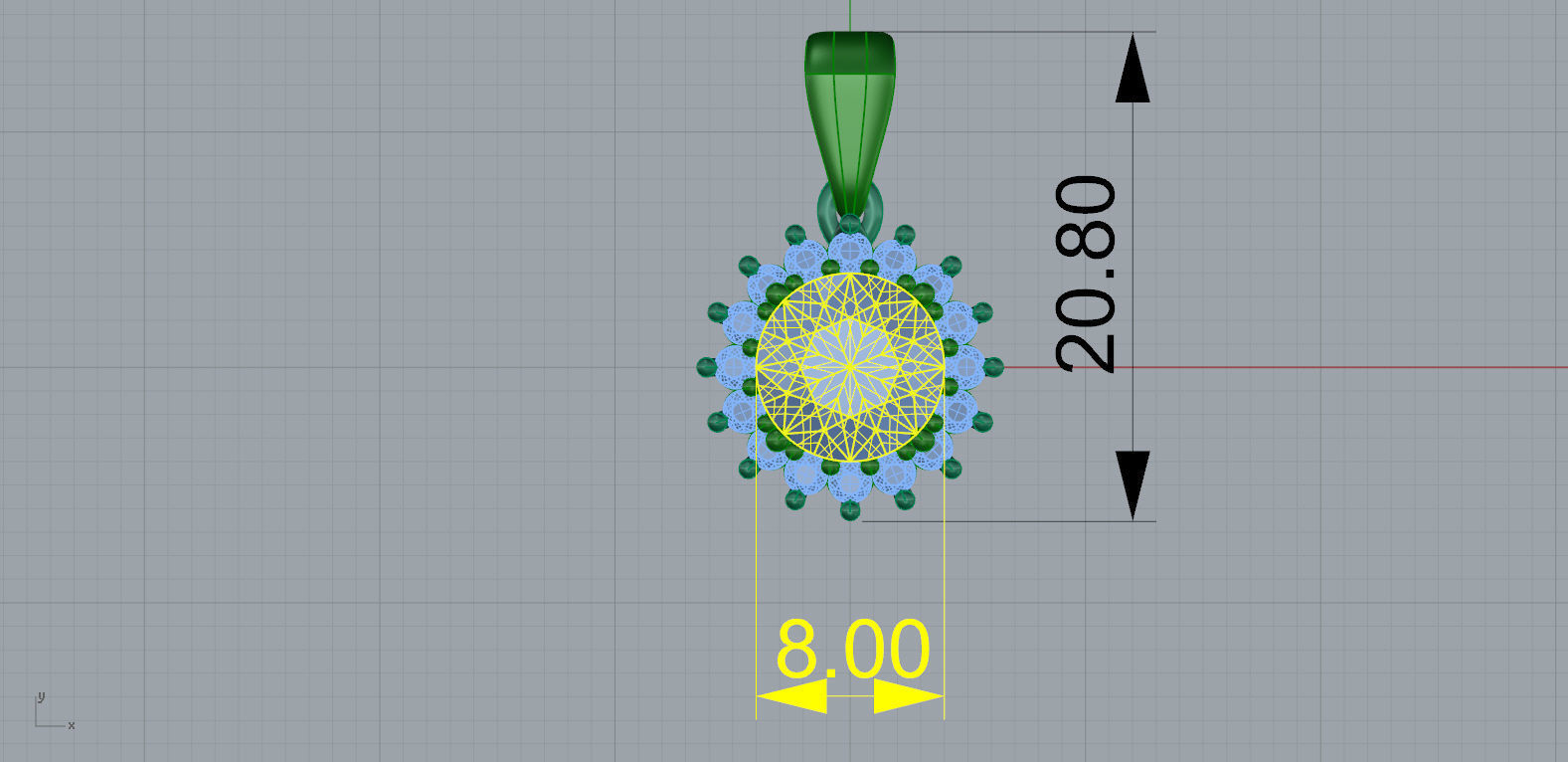 Round Diamond and Blue Sapphire Pendant 3D print model_4