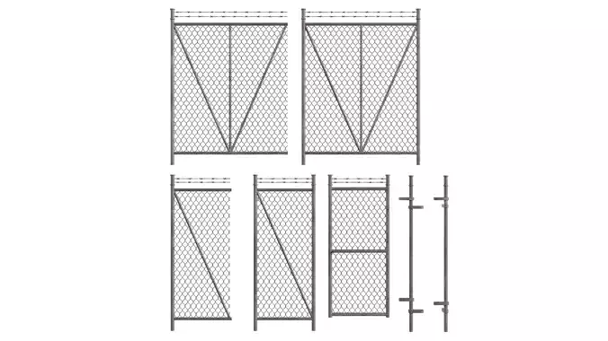 Moduler Wire Mesh Wall Low-poly 3D model