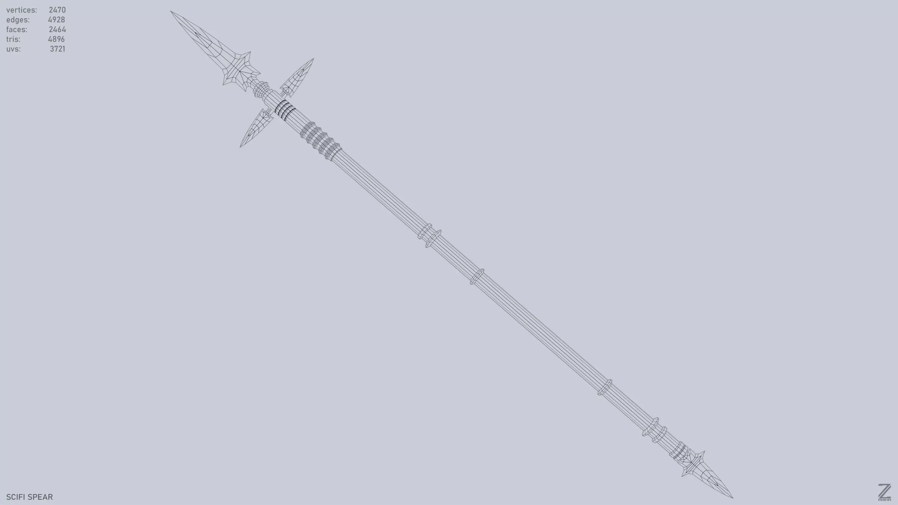 Scifi spear Low-poly 3D model_10