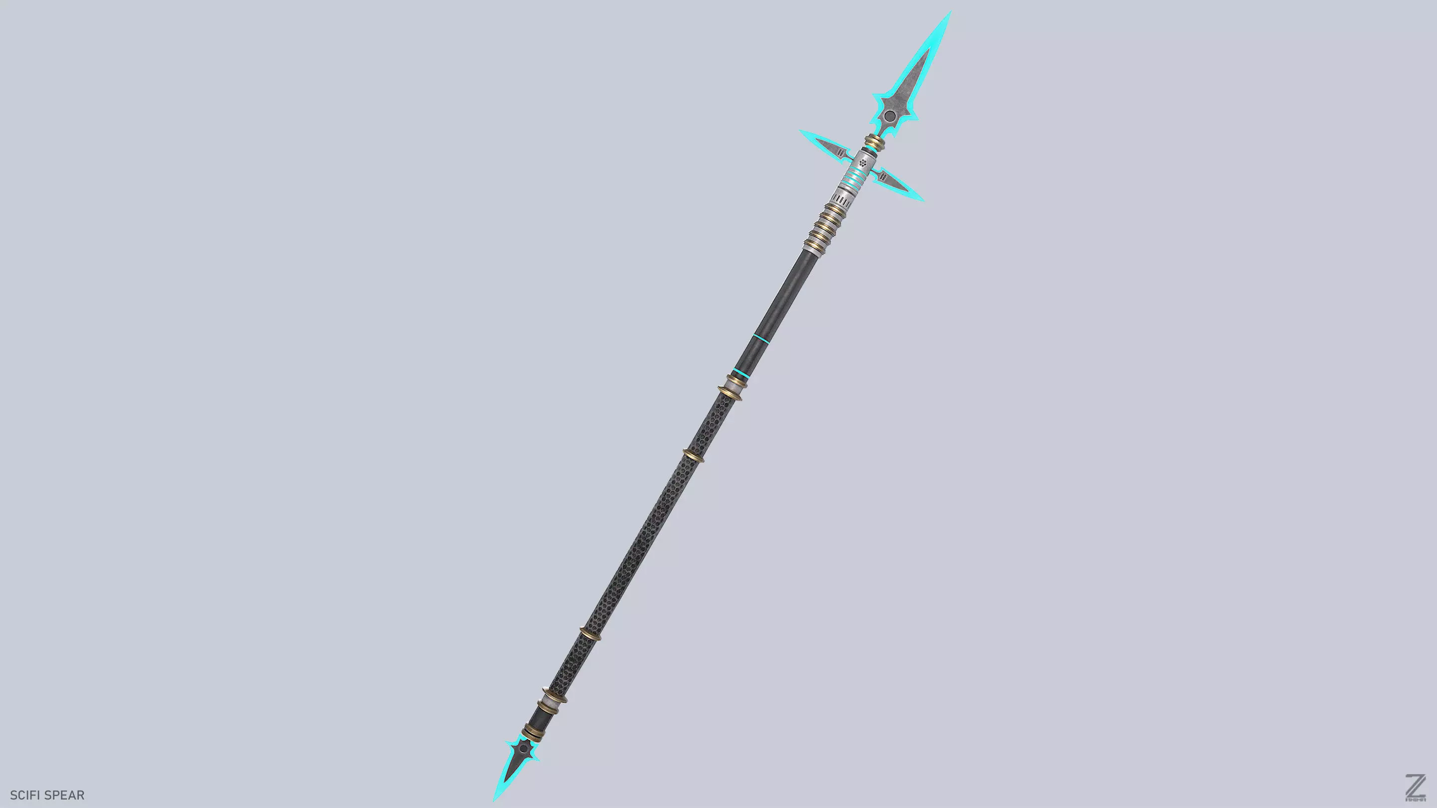 Scifi spear Low-poly 3D model_5