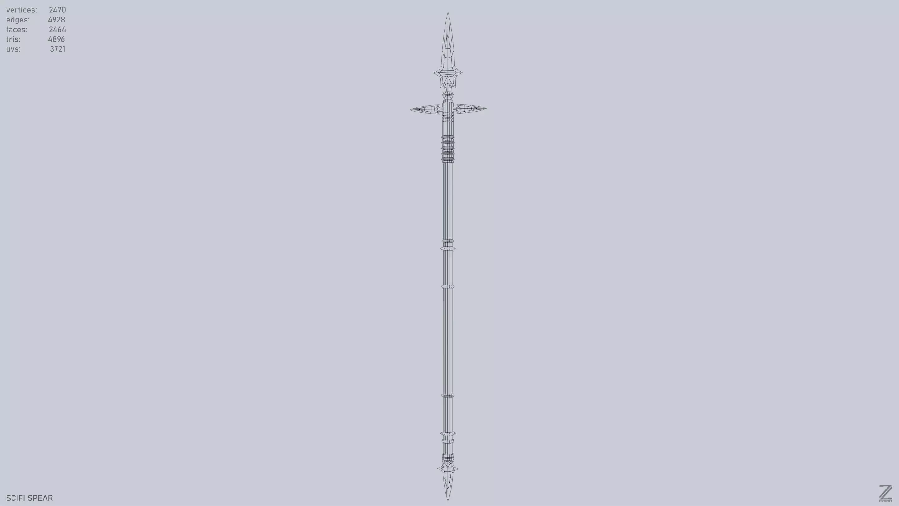 Scifi spear Low-poly 3D model_9