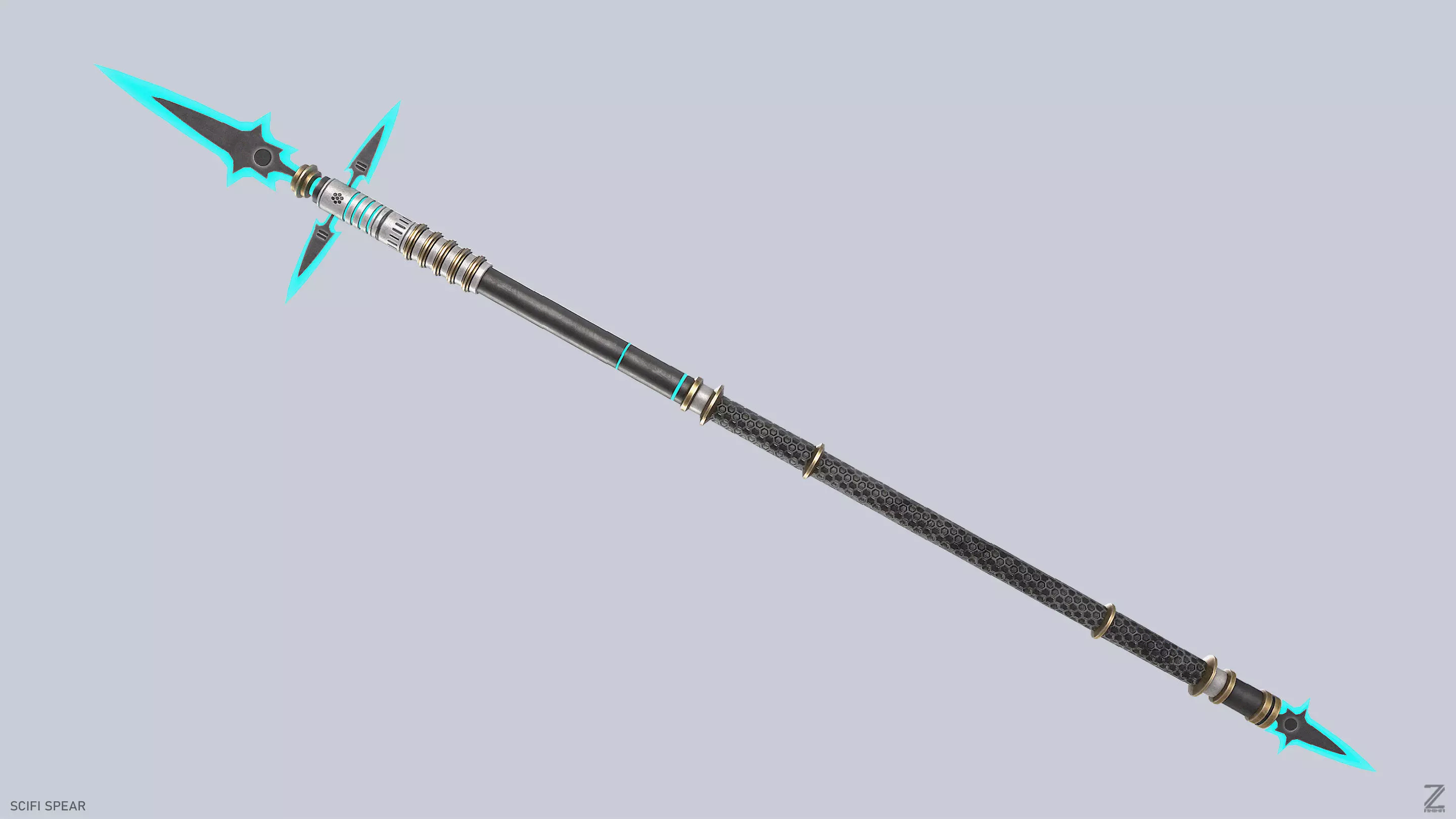 Scifi spear Low-poly 3D model_0