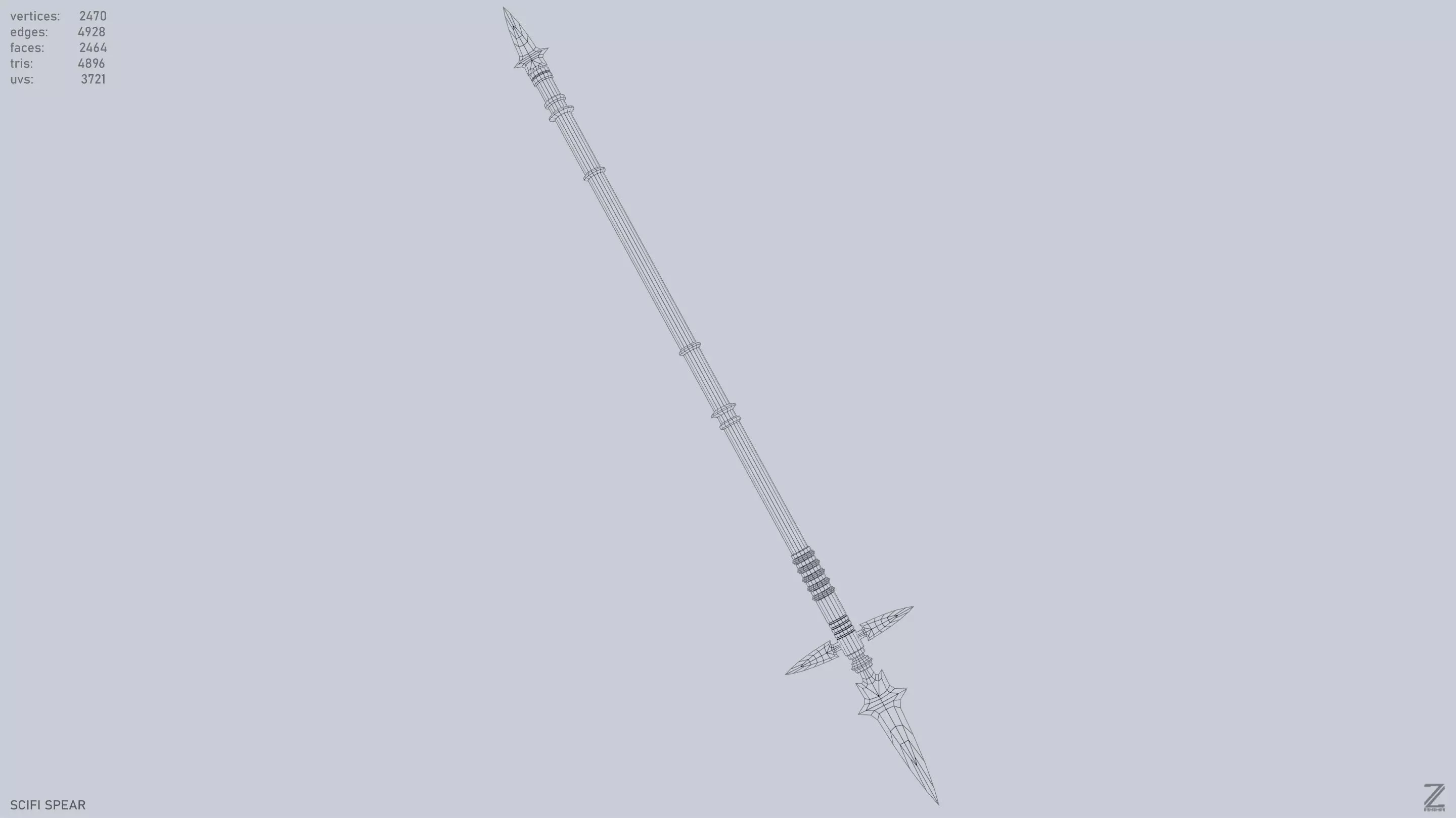 Scifi spear Low-poly 3D model_13