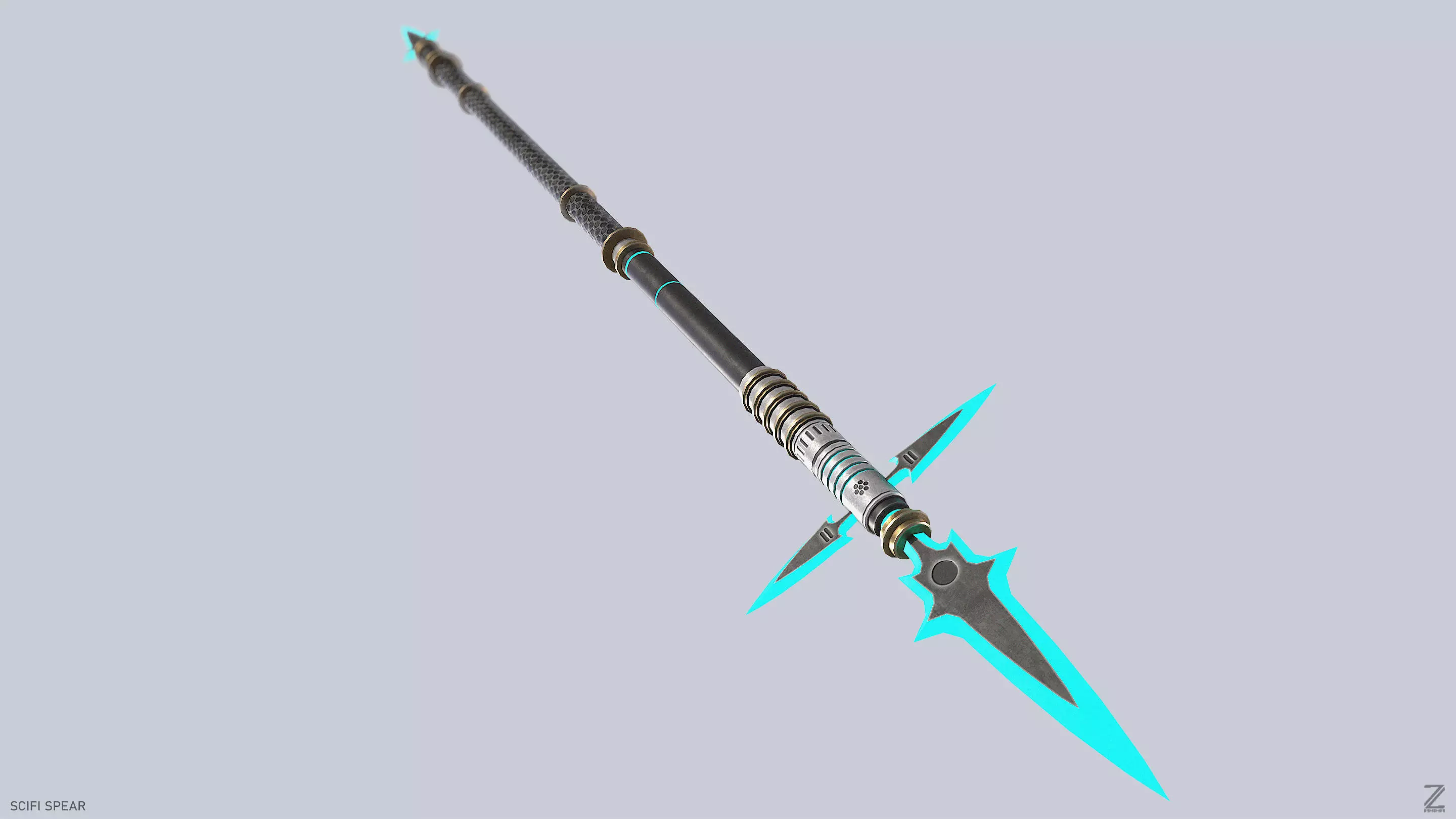 Scifi spear Low-poly 3D model_2