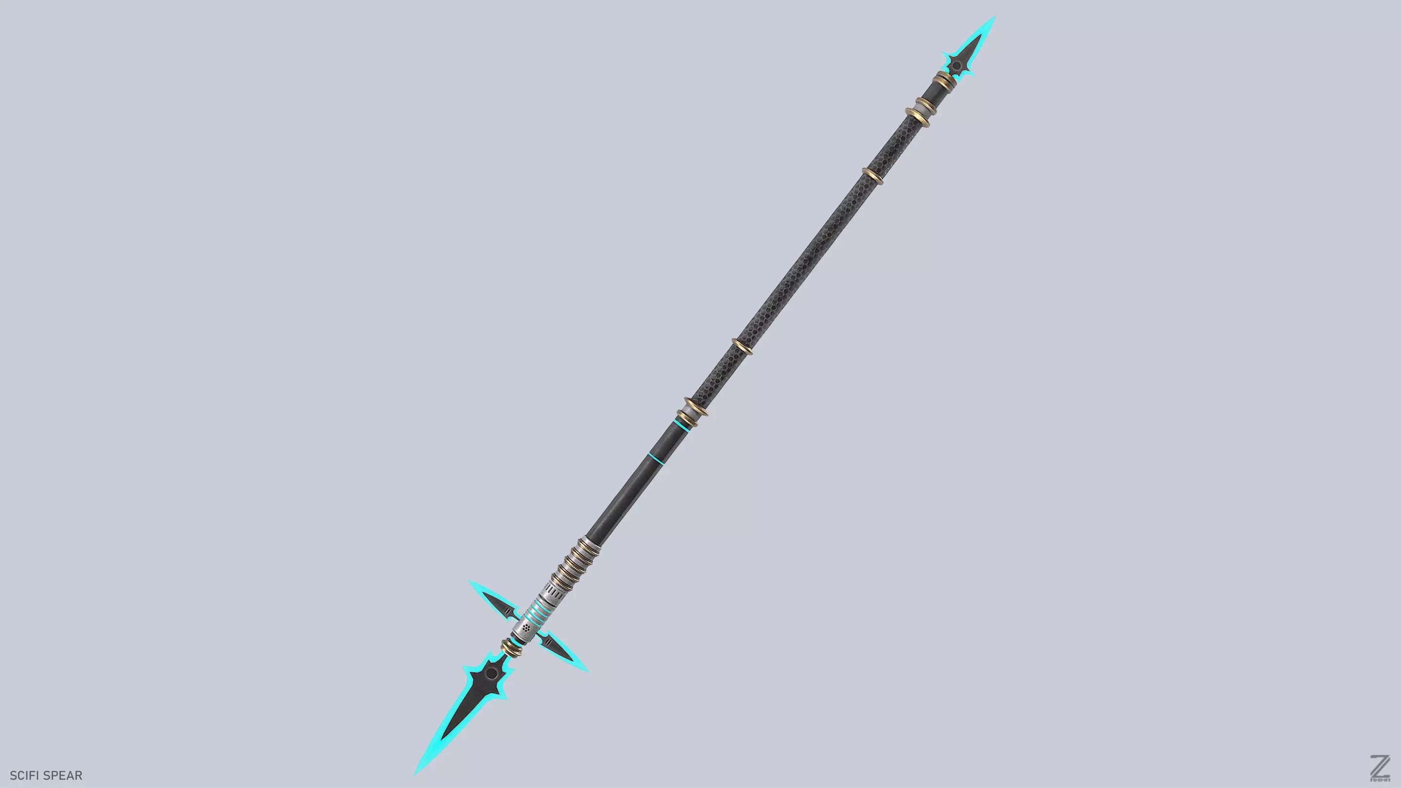 Scifi spear Low-poly 3D model_7