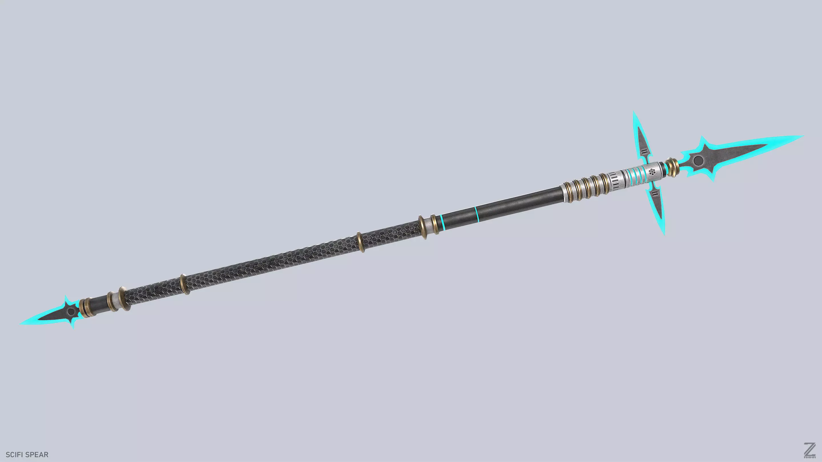 Scifi spear Low-poly 3D model_8