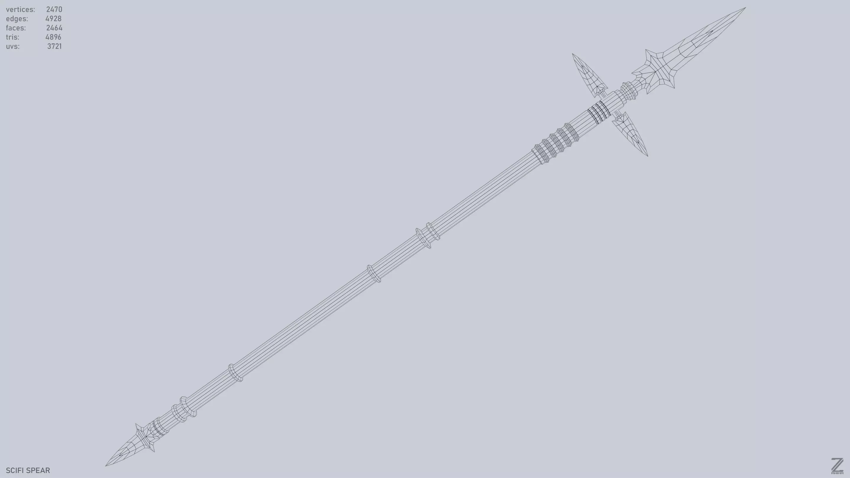 Scifi spear Low-poly 3D model_15