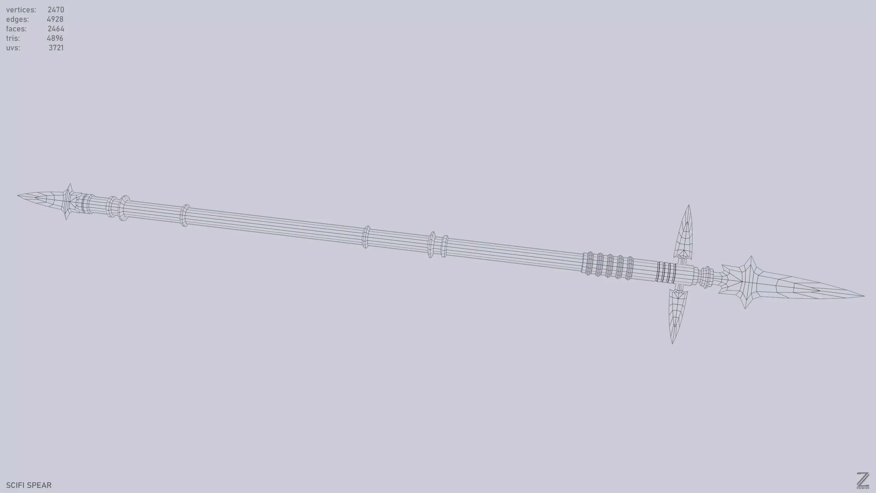 Scifi spear Low-poly 3D model_12
