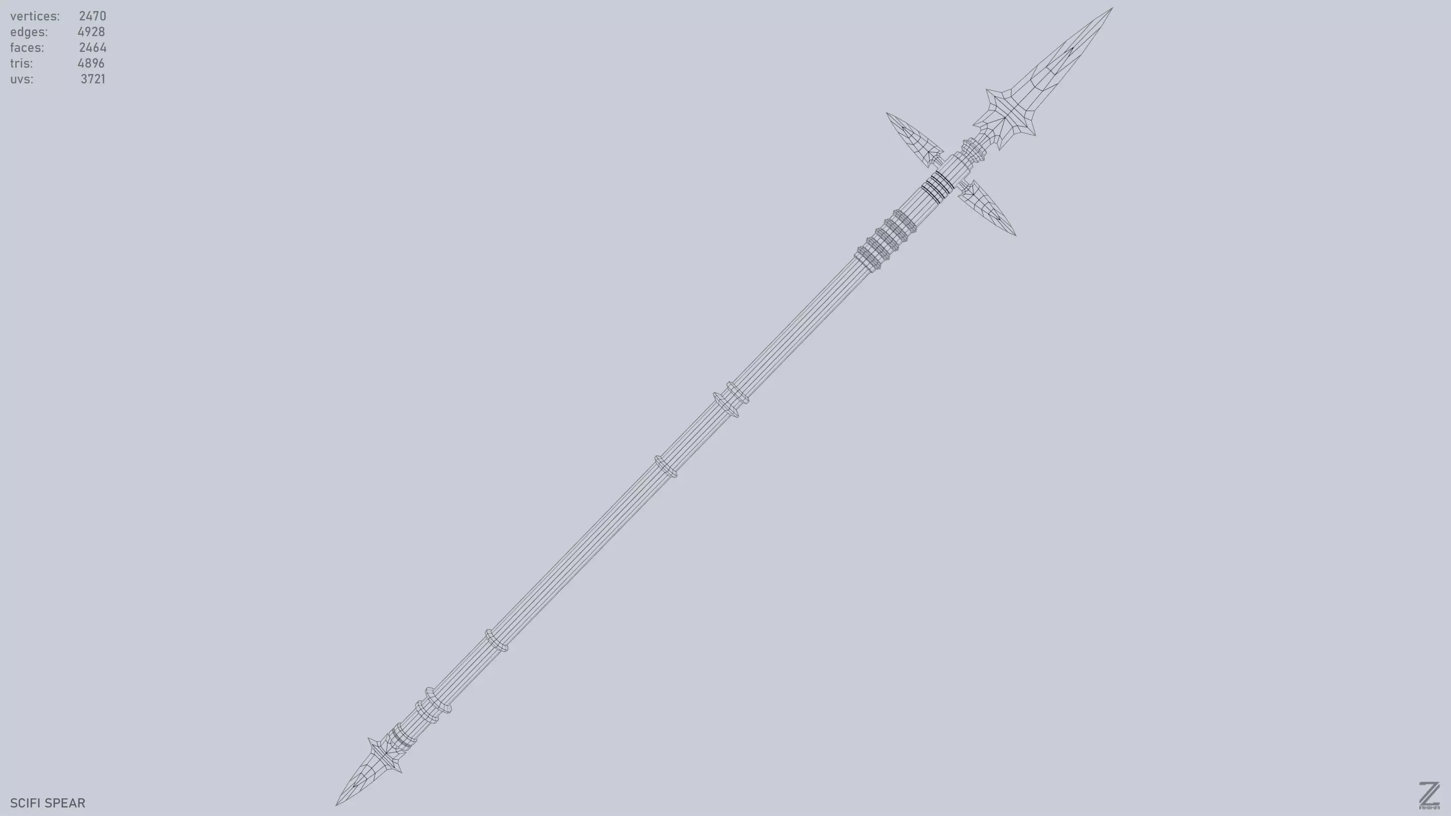 Scifi spear Low-poly 3D model_11