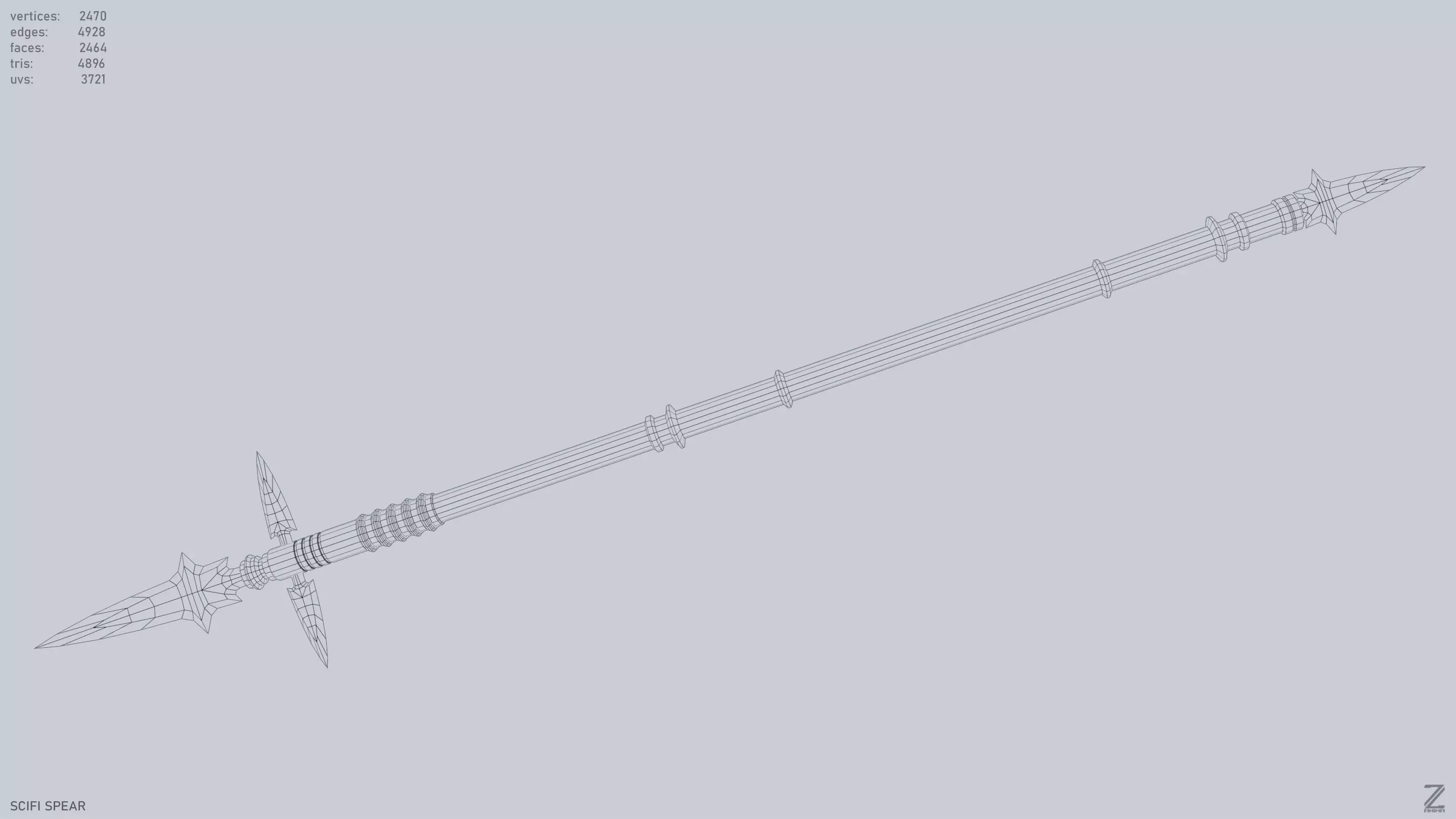 Scifi spear Low-poly 3D model_14