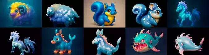 Aqua Animals bundle 7 pack 100 glb