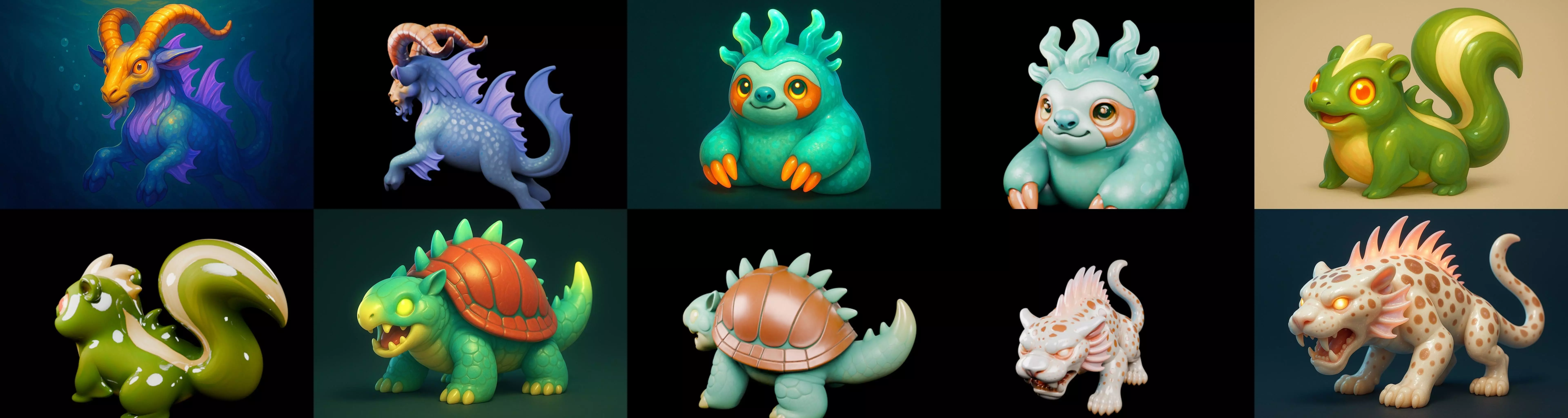 Aqua Animals bundle 3 pack 100 glb 3D model_1