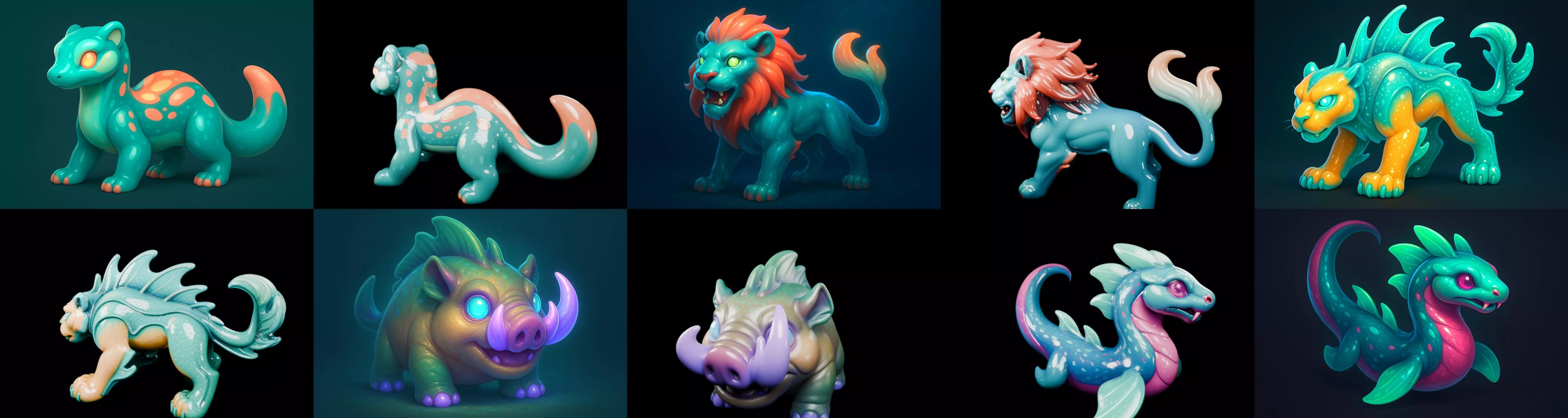 Aqua Animals bundle 3 pack 100 glb 3D model_8