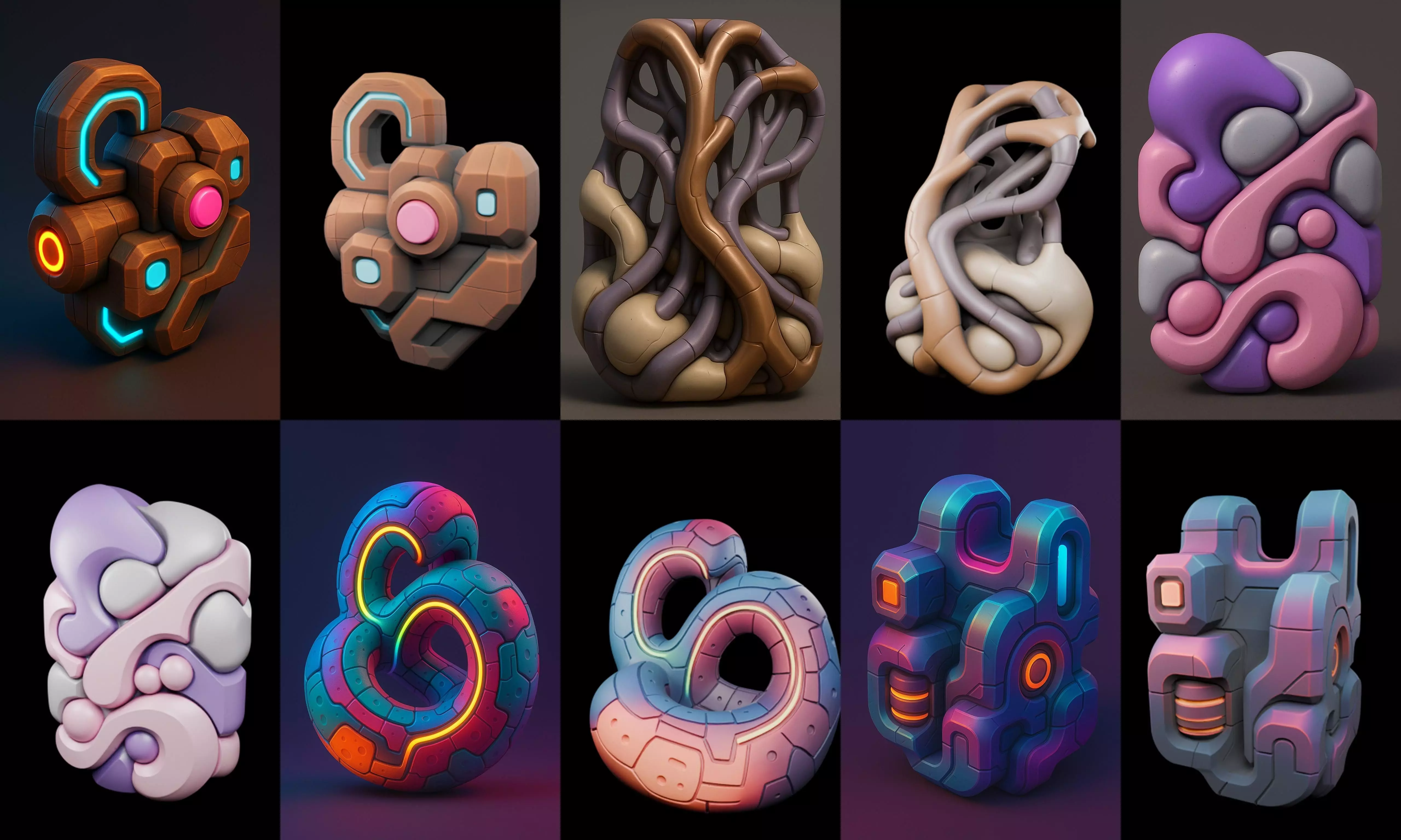 Abstract Shape bundle 9 pack 100 glb 3D model_17