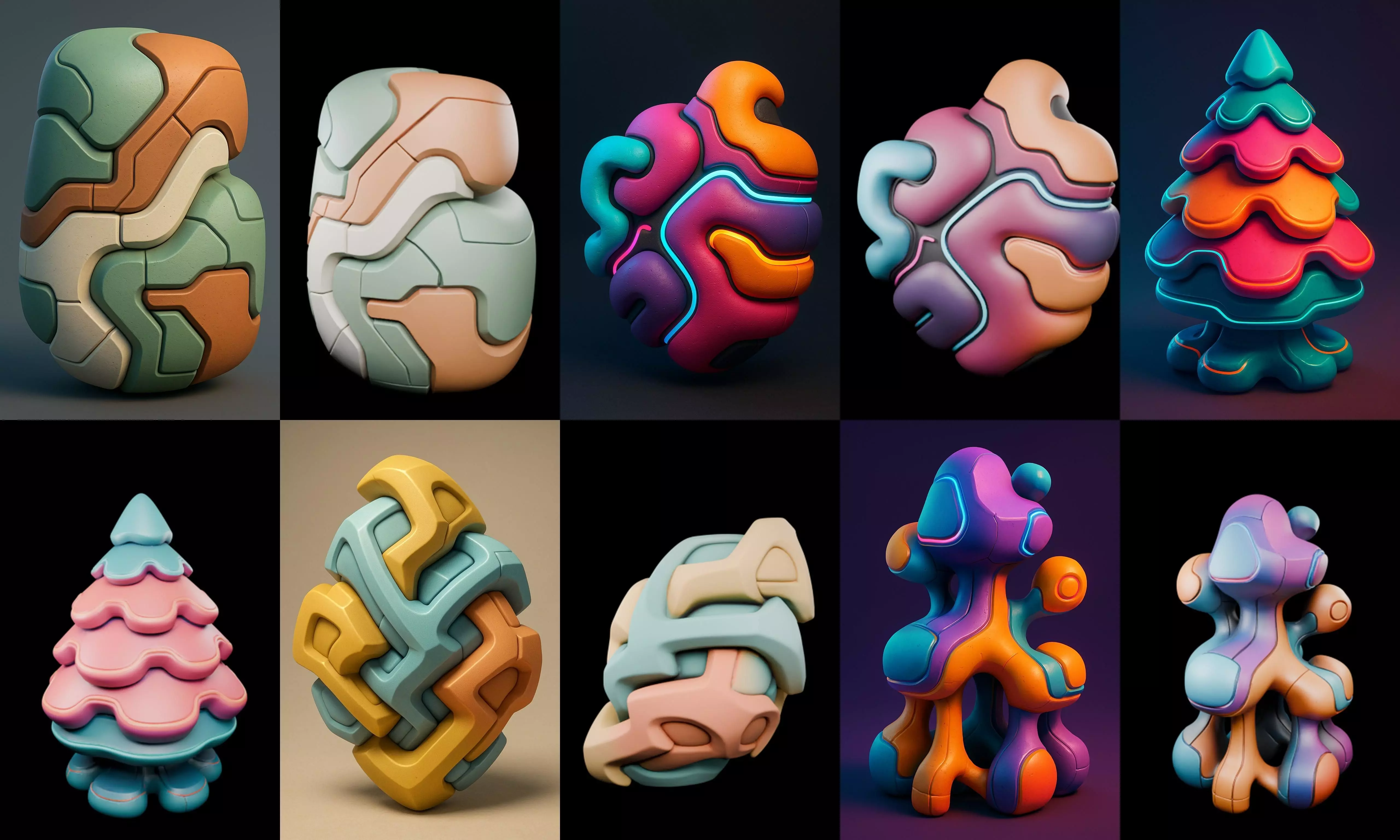 Abstract Shape bundle 9 pack 100 glb 3D model_12