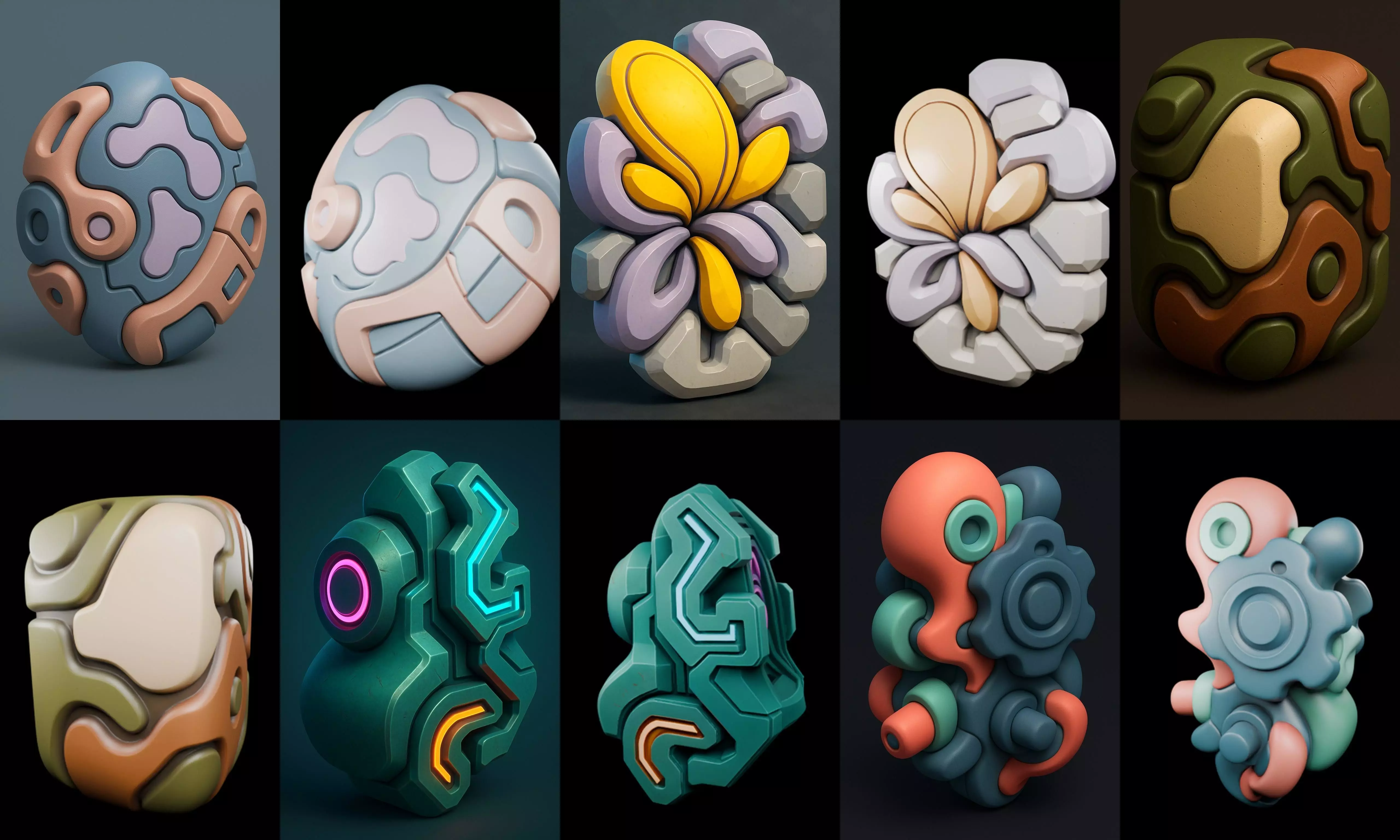 Abstract Shape bundle 9 pack 100 glb 3D model_1