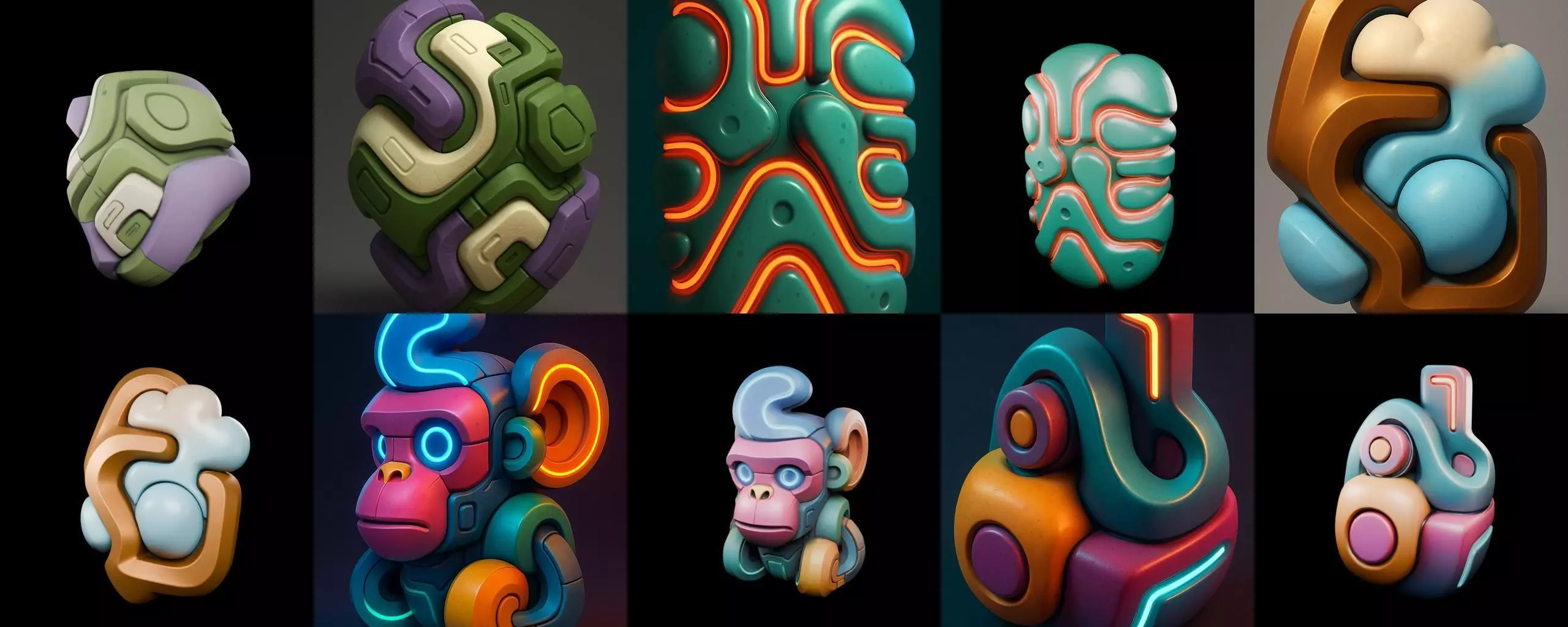 Abstract Shape bundle 9 pack 100 glb 3D model_0