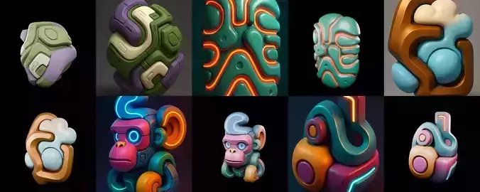 Abstract Shape bundle 9 pack 100 glb