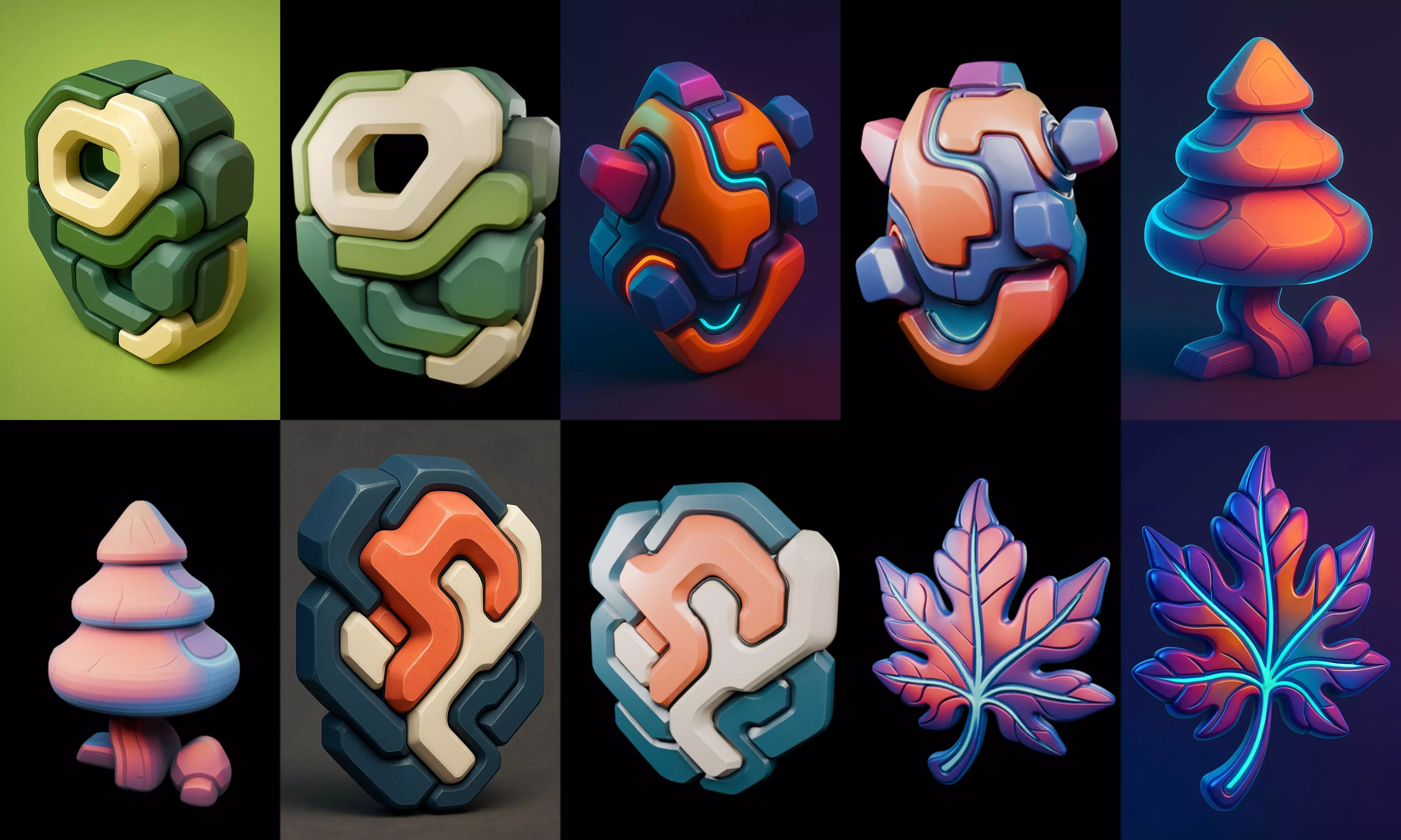 Abstract Shape bundle 9 pack 100 glb 3D model_15