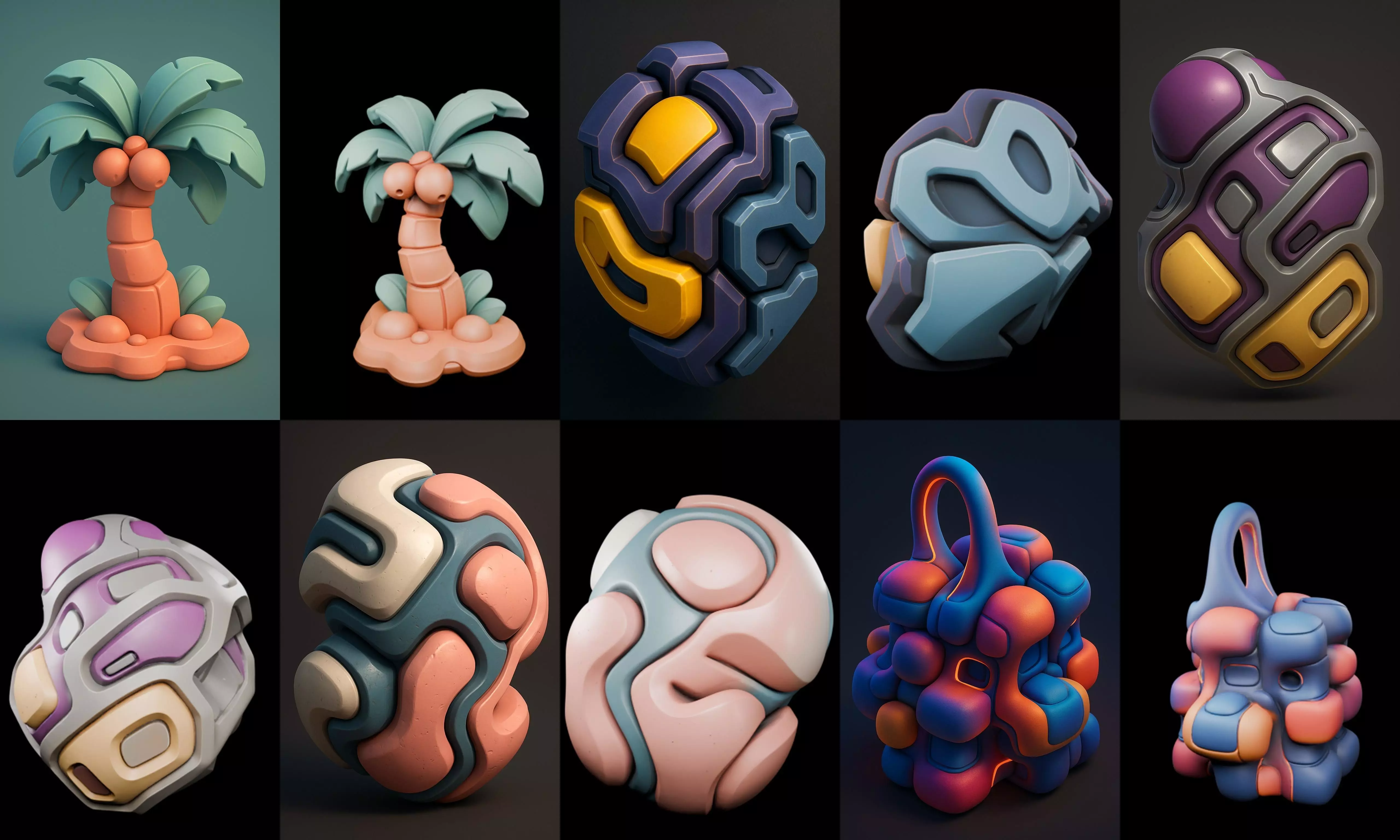 Abstract Shape bundle 9 pack 100 glb 3D model_13