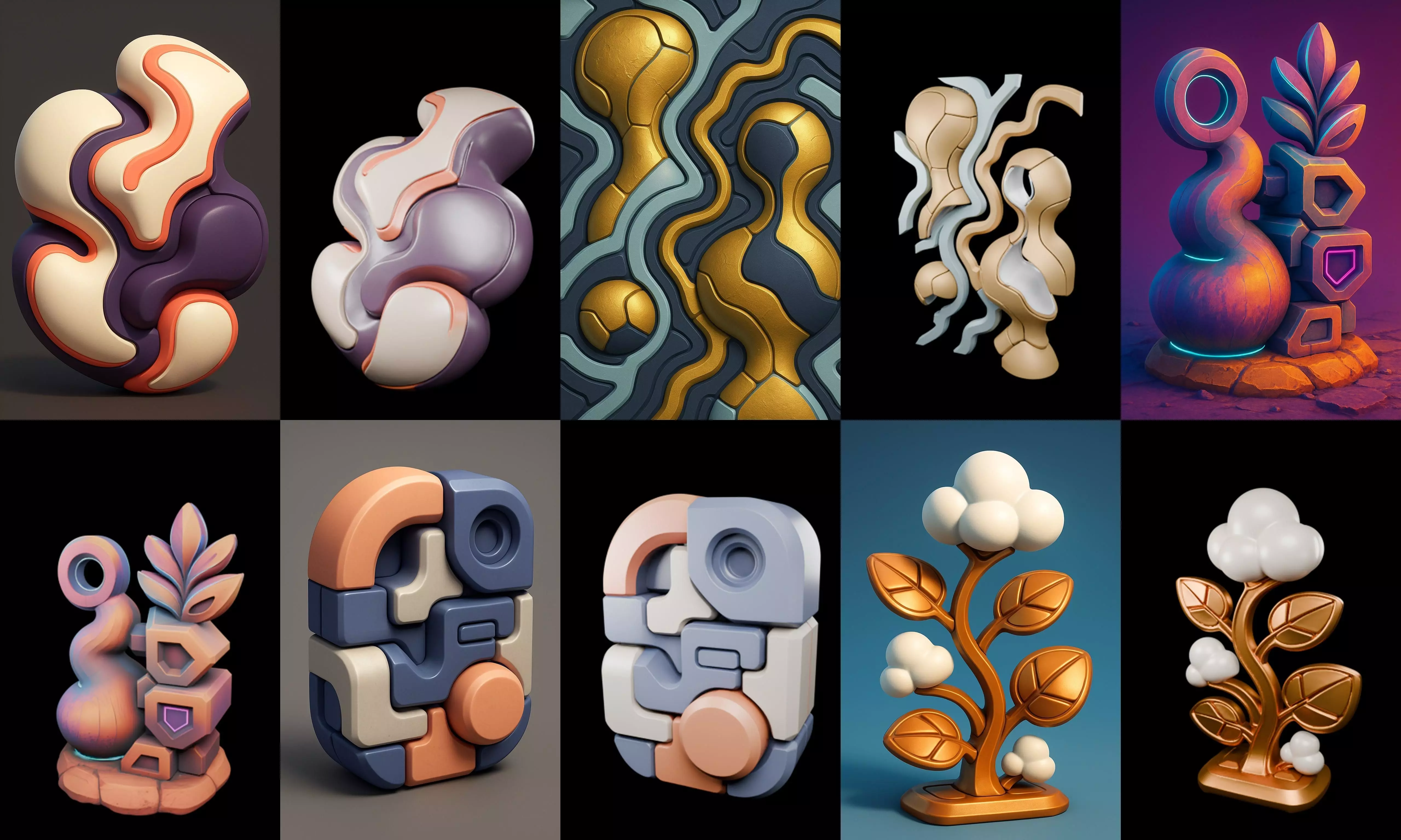 Abstract Shape bundle 9 pack 100 glb 3D model_14