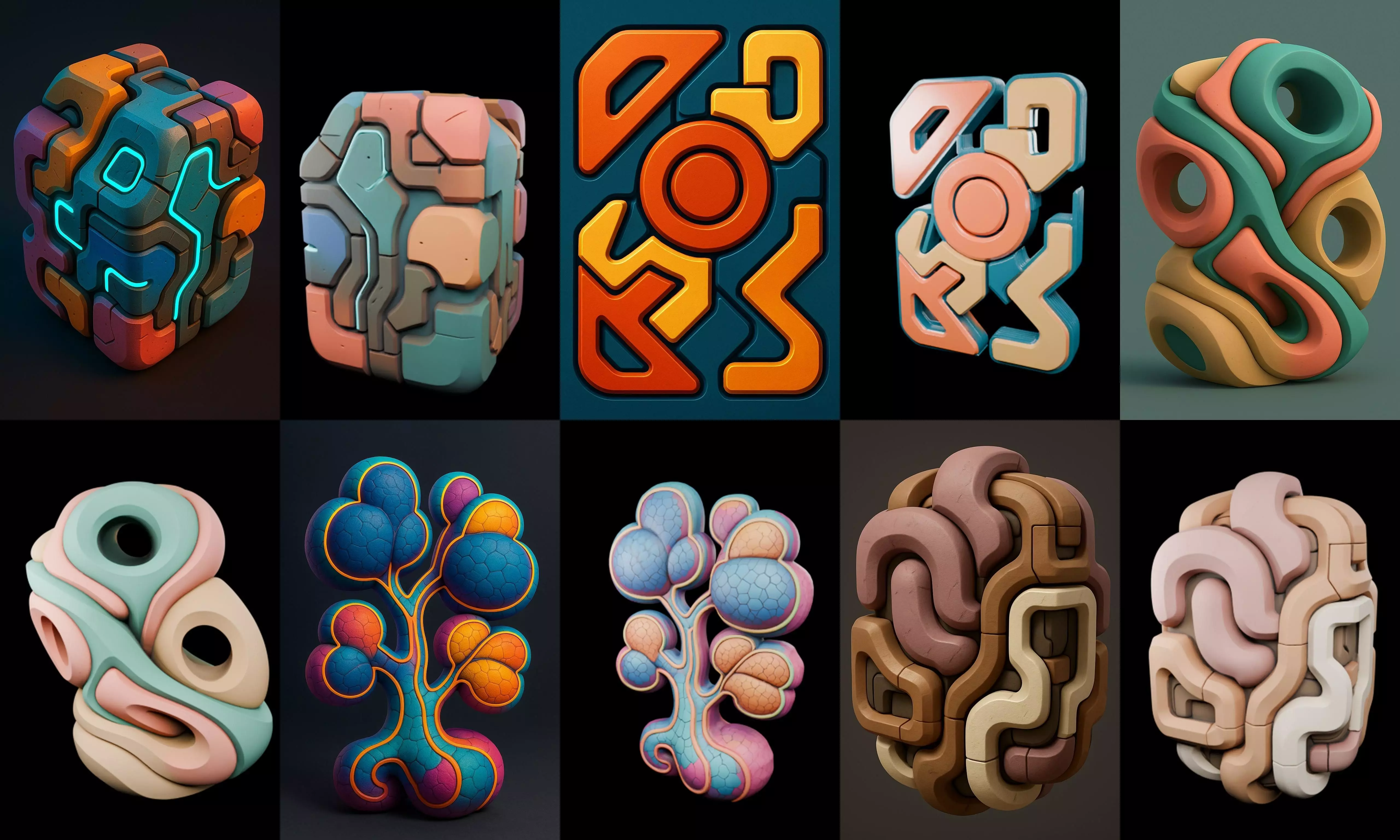 Abstract Shape bundle 9 pack 100 glb 3D model_4
