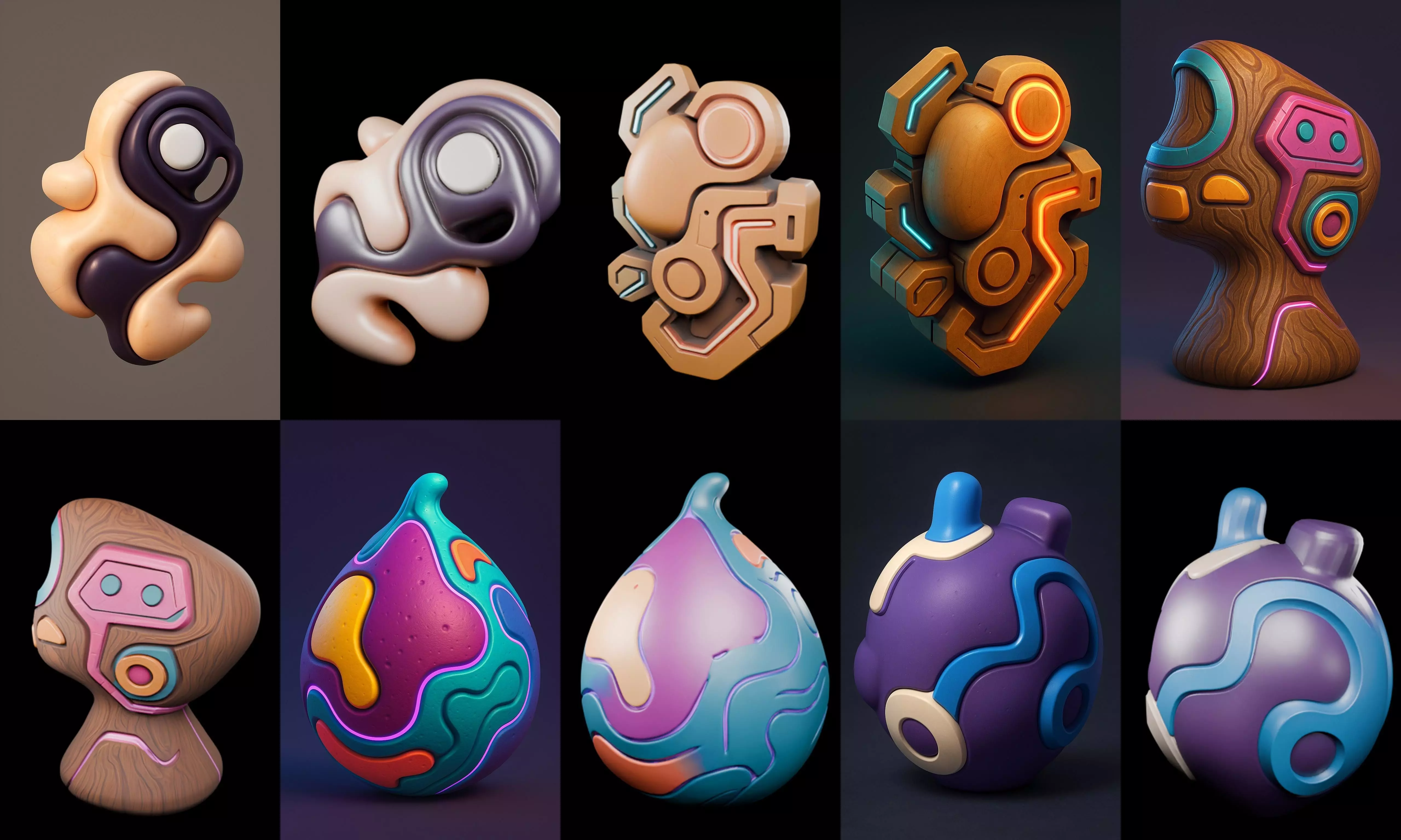 Abstract Shape bundle 9 pack 100 glb 3D model_2