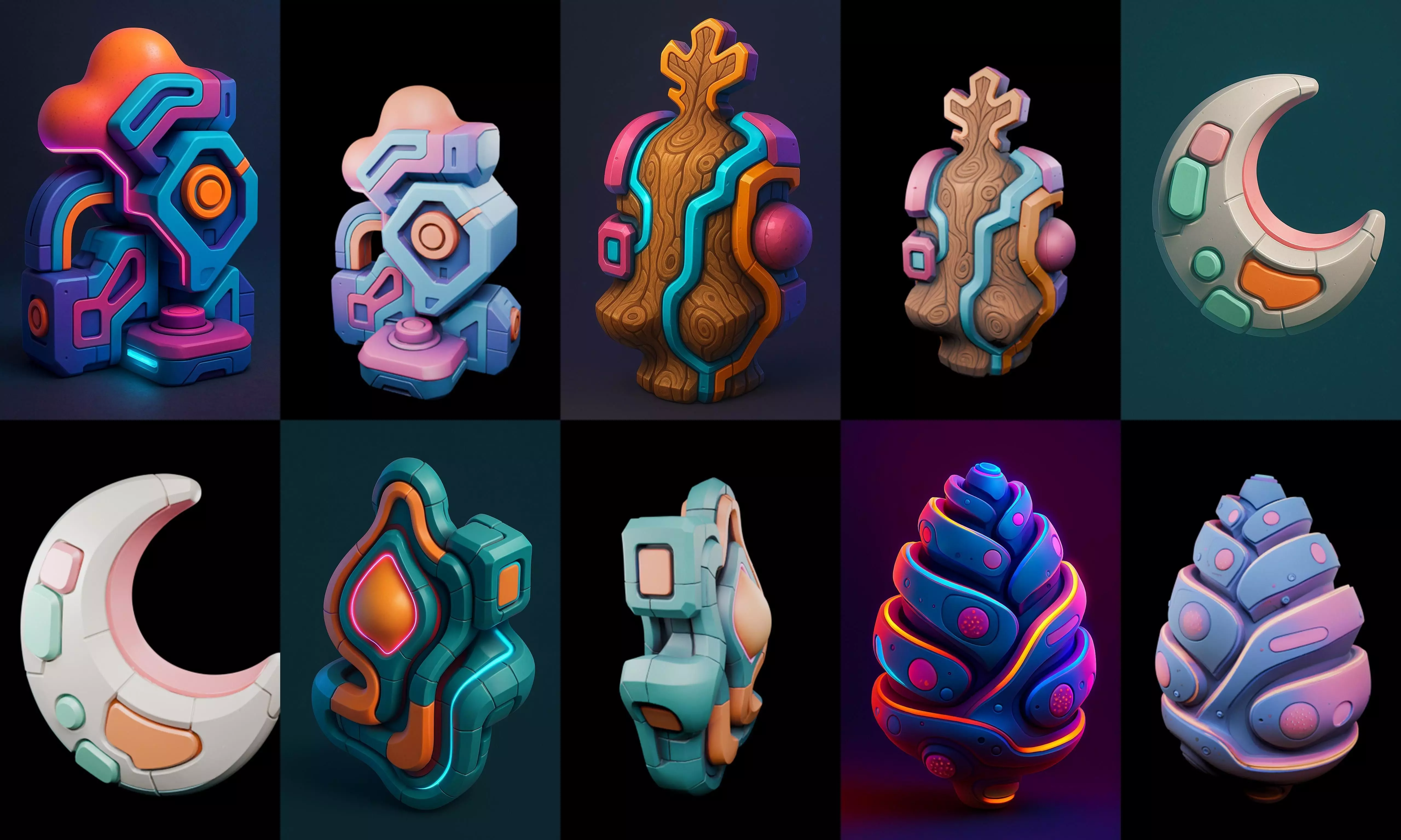 Abstract Shape bundle 9 pack 100 glb 3D model_6
