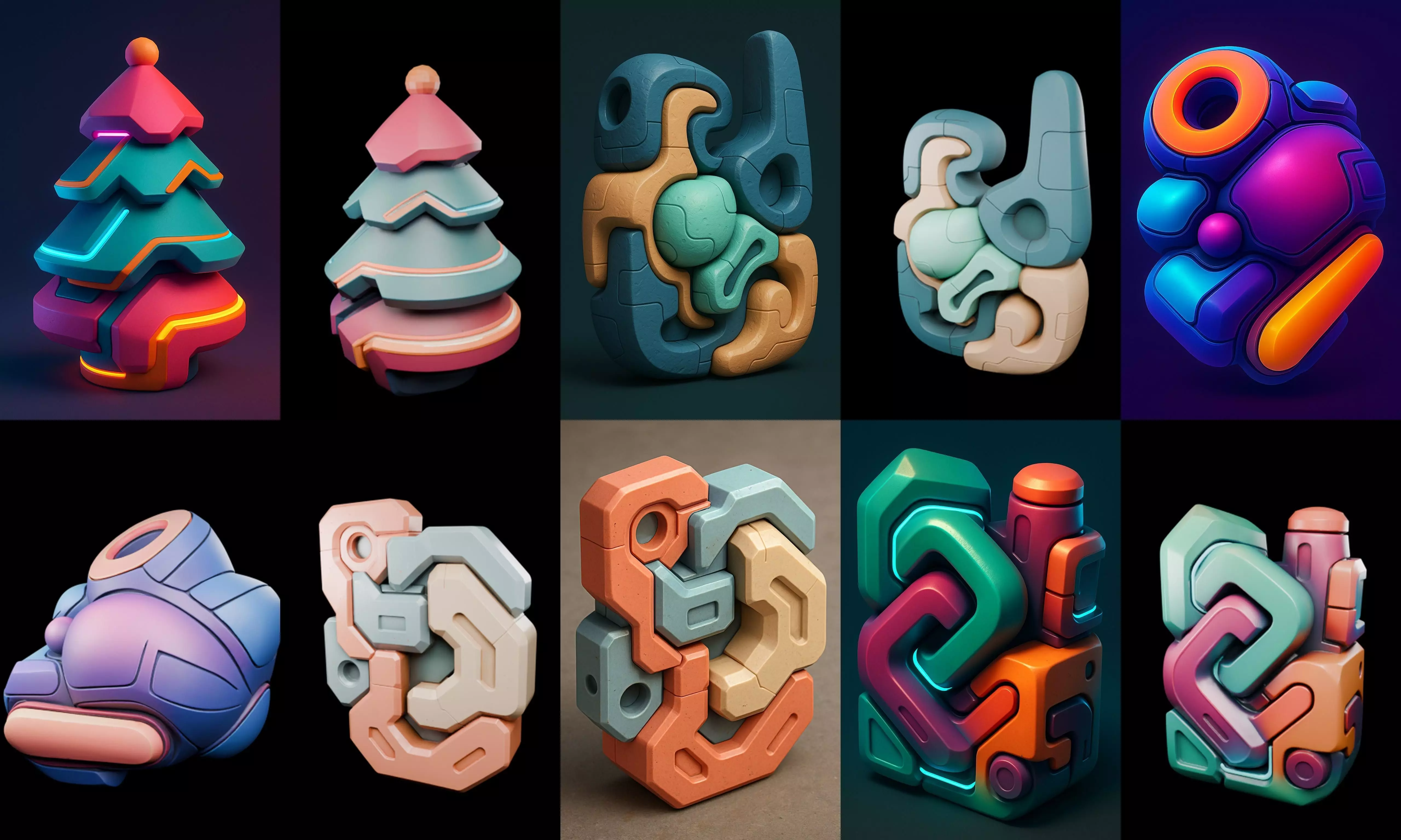 Abstract Shape bundle 9 pack 100 glb 3D model_9